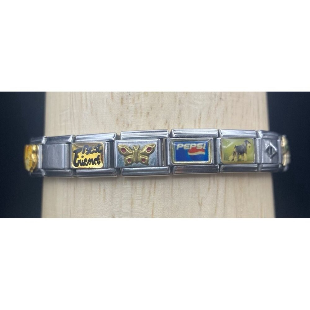 Italian Charm Bracelet 20 Link I Love Tony Tiger Pepsi Hershey Kiss Many Brands - Picture 2 of 11